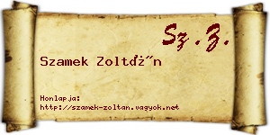 Szamek Zoltán névjegykártya